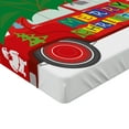thumbnail image 2 of Ambesonne Christmas Fitted Sheet, Red Vintage Car Elf, Twin XL Size, Vermilion Green White, 2 of 3