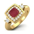 thumbnail image 2 of 5MM Cushion Ruby Glass Filled 925 Sterling Silver Gold Vermeil Accent Side Stone Dainty Engagement Wedding Bridal Ring, 2 of 3