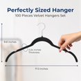 thumbnail image 2 of SereneLife 100-Piece Shirt Hangers, Premium Non-Slip Velvet Hangers Pack with 360° Swivel Hooks, Slim Space-Saving Design for Tops, Jackets, Blouses, & Strappy Dresses, Supports 8 lbs, (Black), 2 of 7
