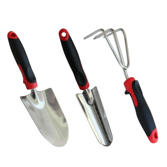 Garden Tools Set 3 Piece Cast Aluminum Heavy Duty Gardening Kit Rubber Anti Skid