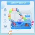 thumbnail image 4 of Pawhut 2-Level Hamster Cage Gerbil House Habitat Kit Small Animal Travel Carrier with Exercise Wheel, Play Tubes, Water Bottle, Food Dishes, & Interior Ladder, 4 of 10