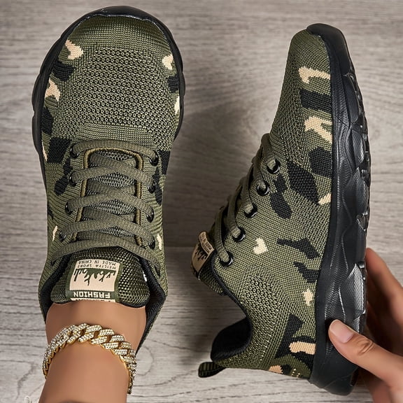Women's Casual Camo Athletic Shoes–Breathable Knit Sneakers for Walking Shoes Womens