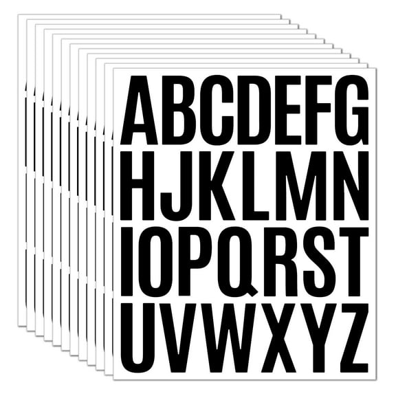 2 Inch Alphabet Letter Stickers, 10 Sheets Black Vinyl Self Adhesive Stick On Letters for Crafts Signs Mailbox Windows Doors Car Poster Board, Black