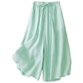 thumbnail image 2 of Delayuji Womens Cotton Linen Pants Casual Elastic Waist Wide Leg Pants Loose Slimming Ankle Length Pants Summer Trendy, 2 of 4