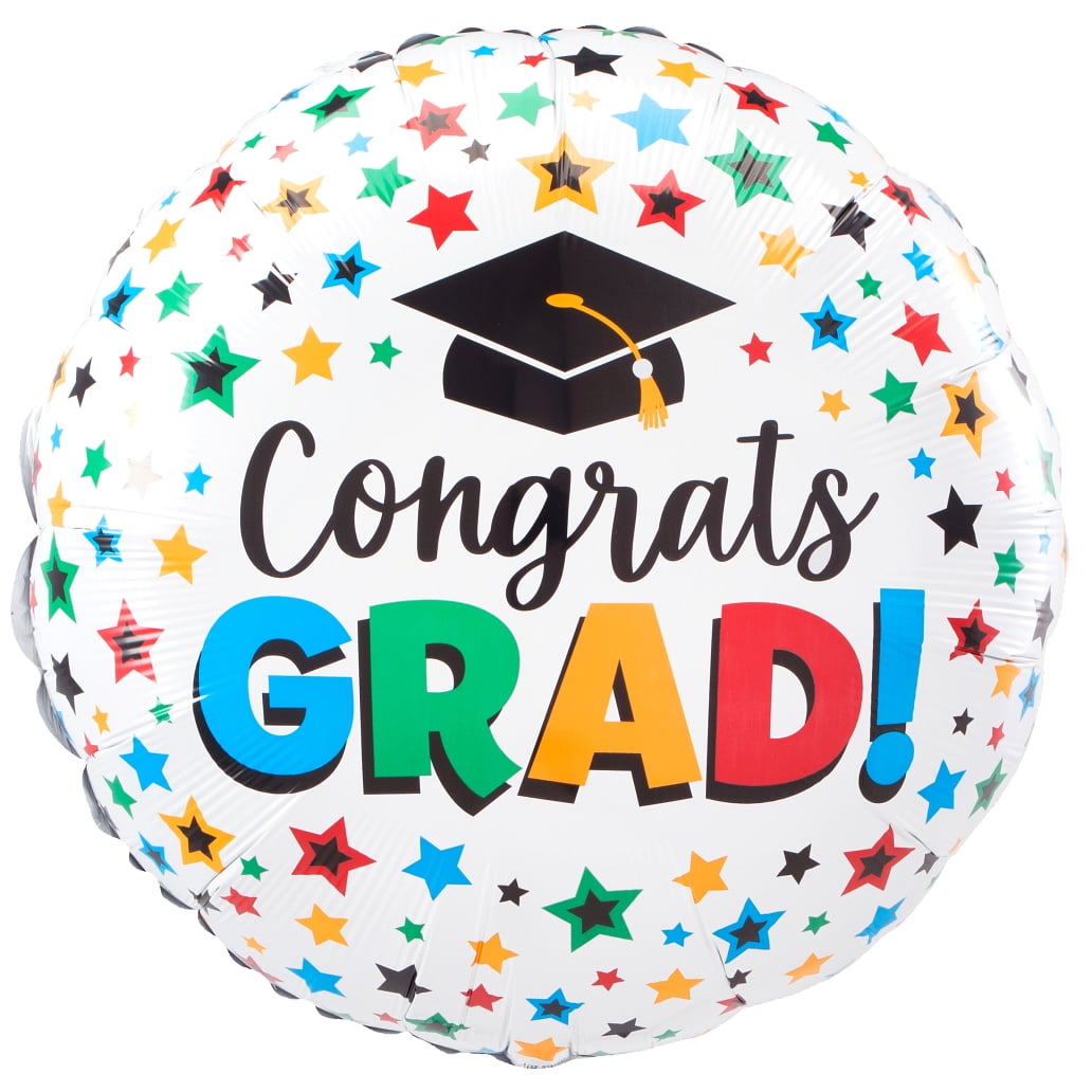 Anagram Congrats Grad Cap & Stars Graduation Bouquet 5pc Balloons, Multi-Colored