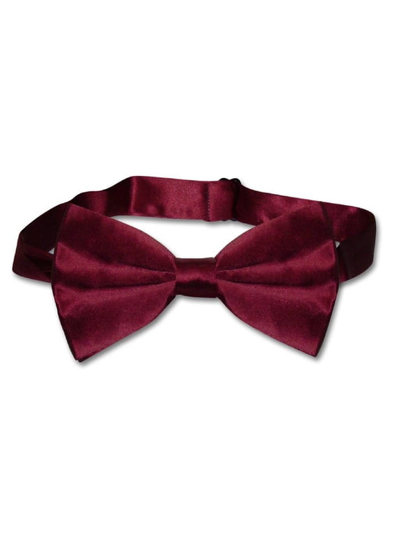 100% SILK BOWTIE Solid BURGUNDY Color Men's Bow Tie for Tuxedo or Suit
