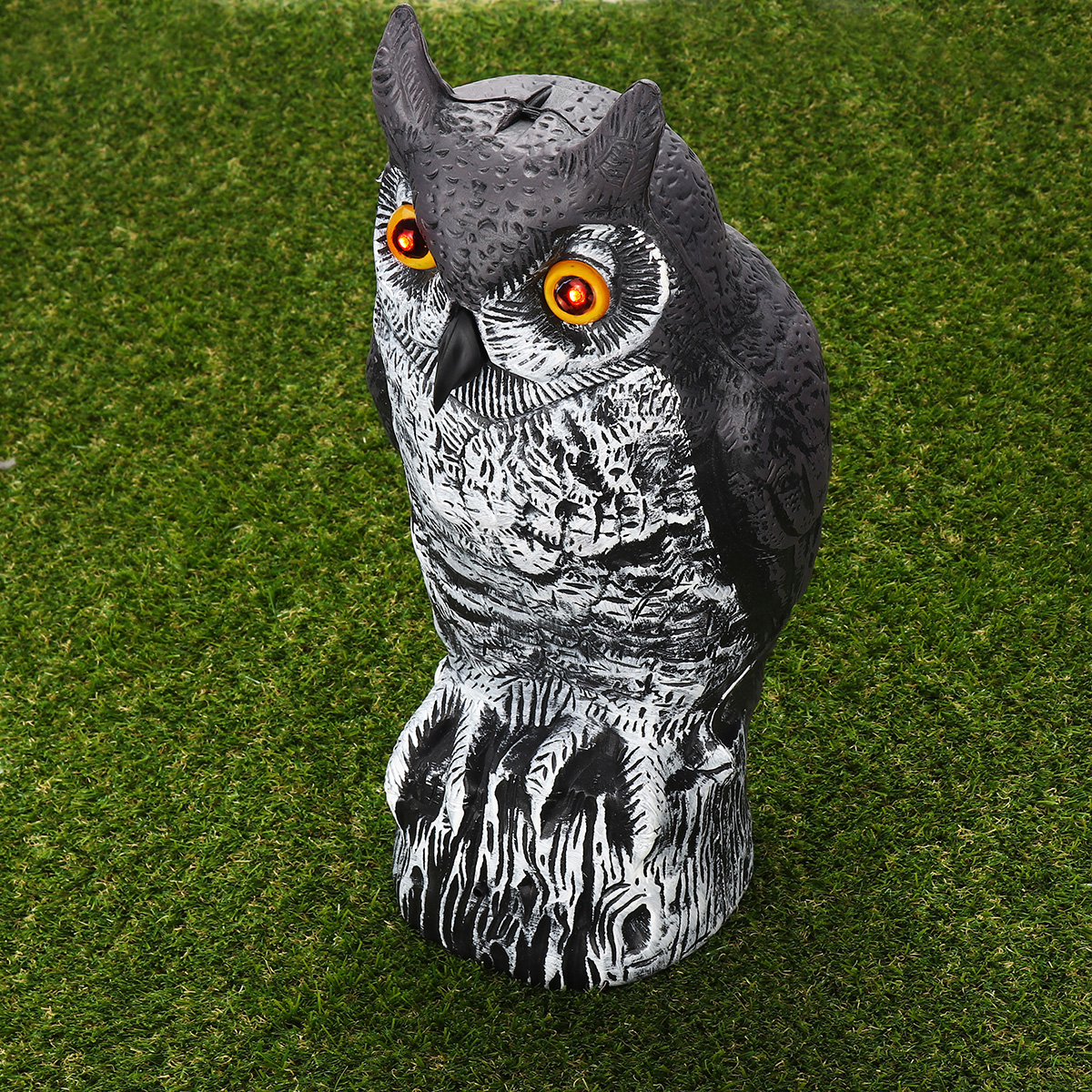Owl Decoy with Sounds & Eye Lighting, Hunting Decoy Electric Fake Owl