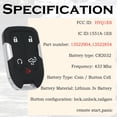 thumbnail image 3 of Llavero con control remoto de entrada sin llave de repuesto para GMC Sierra 1500 2500 3500 2019-2023 Chevrolet Silverado 1500 2500 3500, 3 of 9