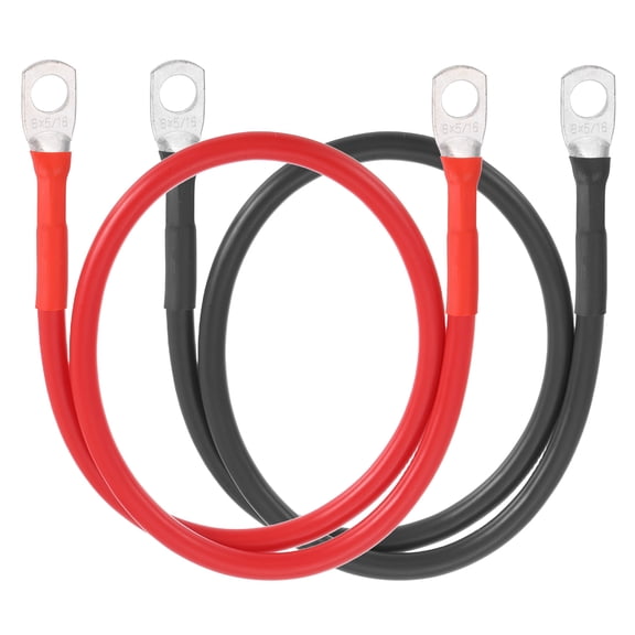 Uxcell 2 PCS 8AWG Gauge Battery Cable Wire 2FT Length 5/16" Diameter Positive and Negative Copper Alternator Connector with US standard O-ring for Car RV Golf Cart Marine, Red Black
