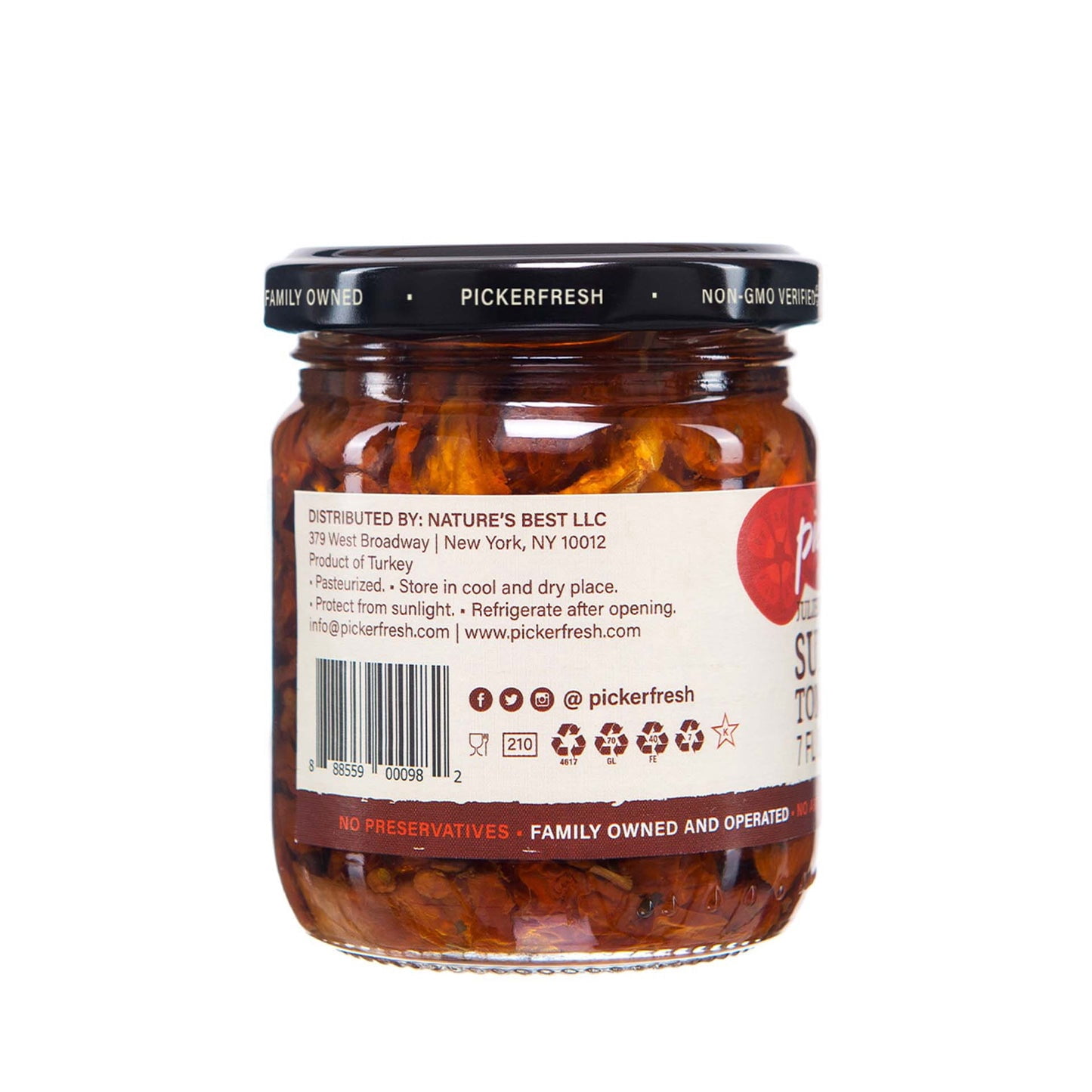Pack of 6, Pickerfresh Sun Dried Tomato in oil with Herbs, 7 fl oz