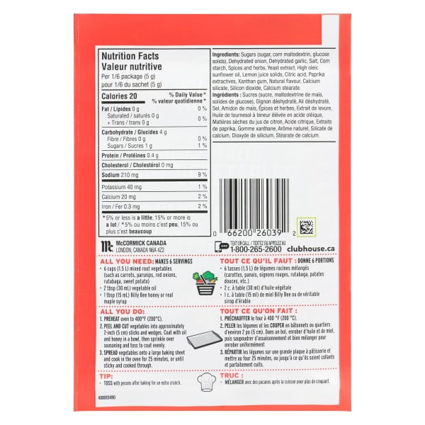 Sticky Glazed Root Vegetable Seasoning Mix, CLUB HOUSE STICKY GLAZED ROOT VEGETABLES SEASONING MIX