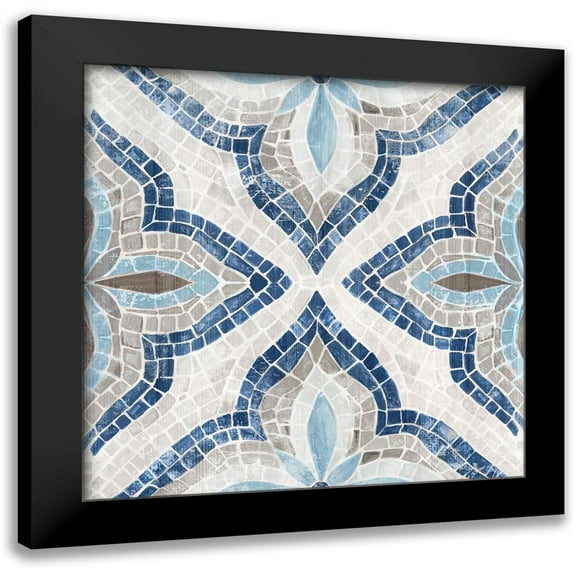 Watts, Eva 12x12 Black Modern Framed Museum Art Print Titled - Blue Morrocan Tile