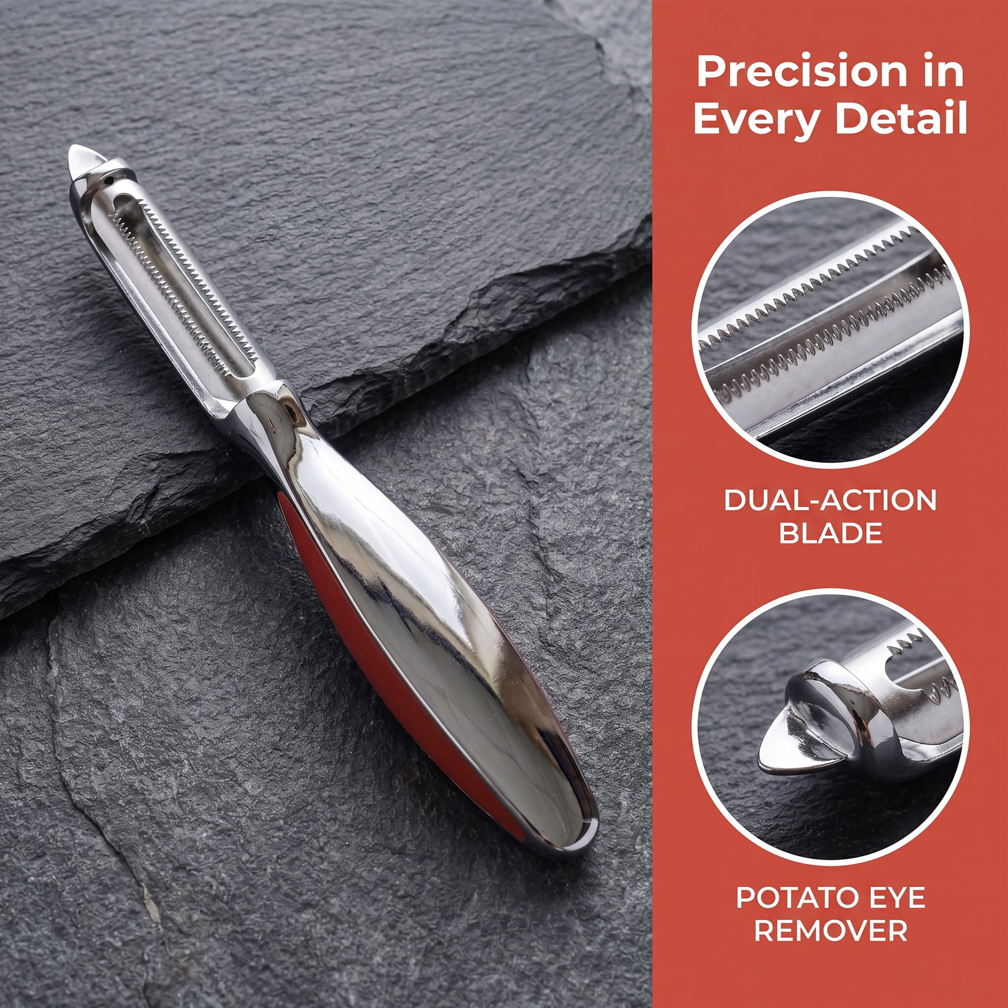 Unique Bargains Useful Stainless Steel Vegetable Peeler with Ergonomic Handle Red