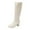 Beige, variant on EYWGYA Women's Knee-High Boots,Women High Heel Boots,Fashion Casual Winter Solid Color Round Toe Thick Heel Slim Breathable Elastic Skinny Boots High Heel Mid-Calf Boots