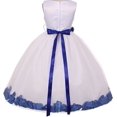 thumbnail image 2 of Big Girls' Elegant Satin Ribbon Sash Petals Flowers Girls Dresses Ivory Red 8, 2 of 2