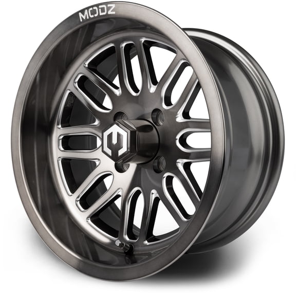 MODZ® 14" Mayhem Brushed Gunmetal with Ball Mill Golf Cart Wheel