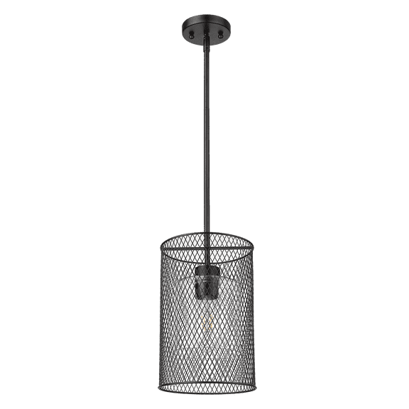 Vivio Lighting Salerno Farmhouse Mesh Matte Black Cylinder Pendant Lights