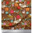 thumbnail image 1 of Soimoi Polyester Crepe Fabric Floral,Rabbit & Porcupine Cartoon Print Sewing Fabric Yard 52 Inch Wide, 1 of 3