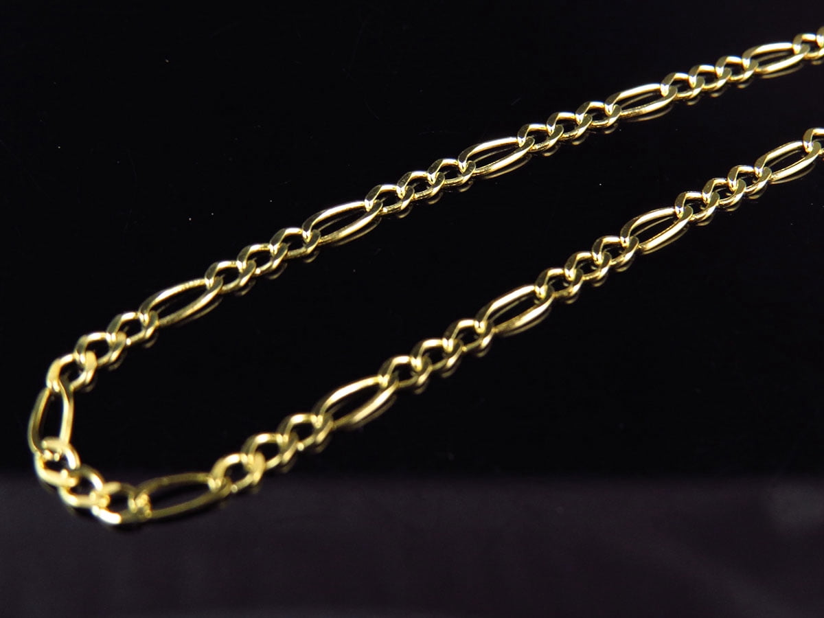 Figaro Chain Nominal Jewelry Reviews Solid 14K Yellow Gold 2MM Figaro Chain  Necklace In 16 Inch-