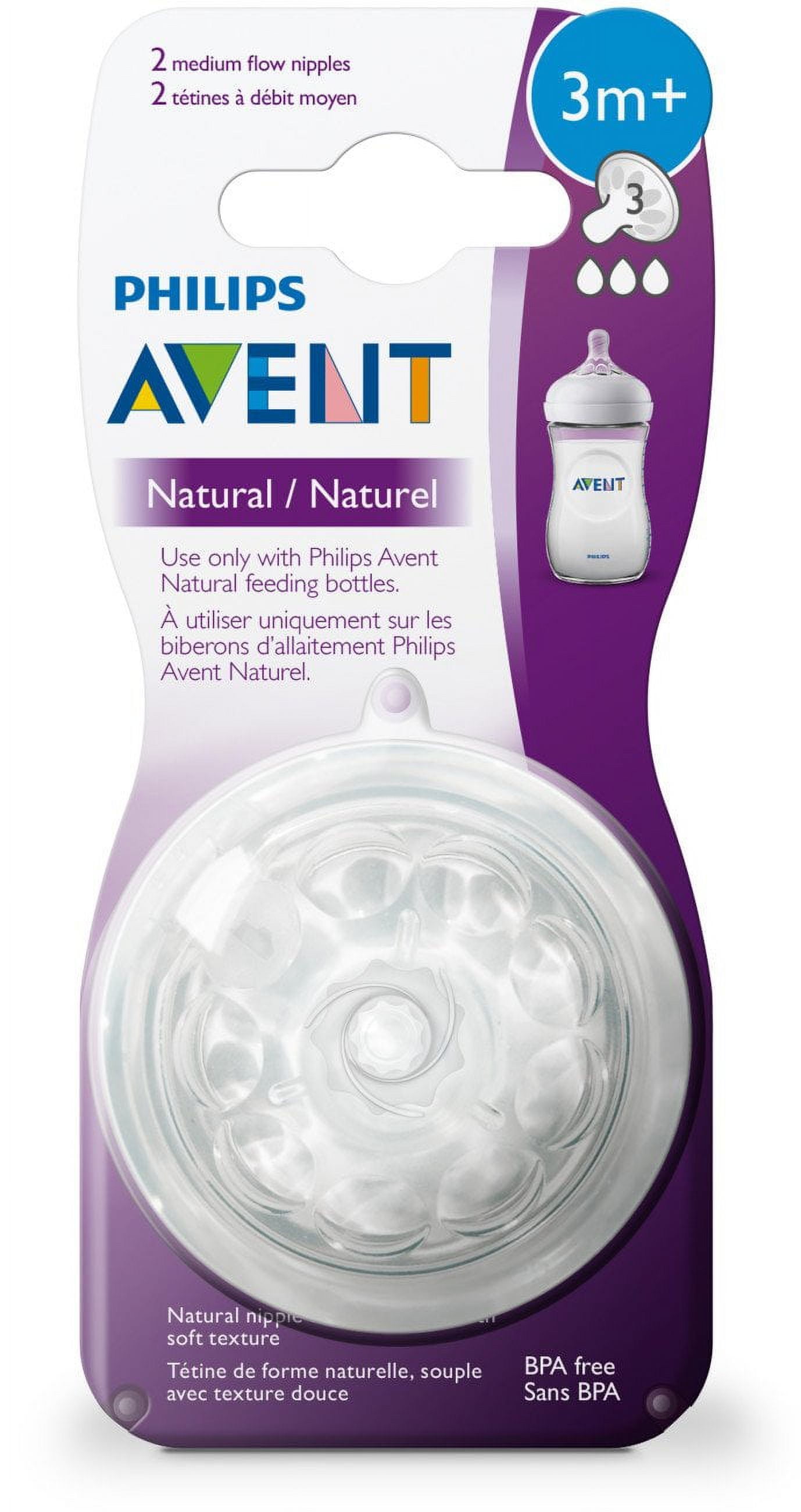 Philips AVENT Natural Baby Bottle Medium Flow Nipple 3M+, One Size, 2 Count  