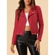 thumbnail image 5 of Chaqueta de motociclista para mujer INSPIRE CHIC de ante sintético, color sólido, con cremallera asimétrica, 2XL, roja, 5 of 8