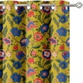 thumbnail image 2 of Vargottam Printed Blackout Curtains - Yellow Floral Design, Set of 2 Panels, 52 x 63 Inches - Room Darkening, Thermal Insulated Window/Door Drapes with Grommets, 2 of 9