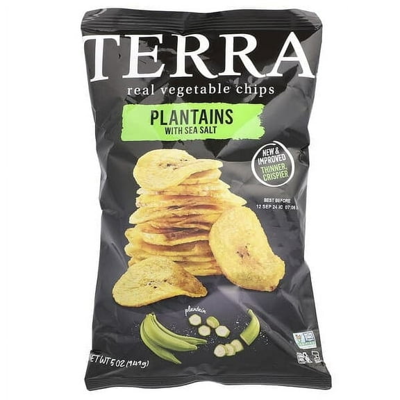 Terra, Real Vegetable Chips, Plantains, Sea Salt, 5 oz Pack of 3
