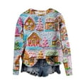 thumbnail image 2 of PEONAVET Chandail Col Rond pour Femmes Noël Mode Imprimé Décontracté Manches Longues Dames Chandail Ample Sans Capuche Blouse, 2 of 3