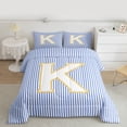 thumbnail image 3 of Feelyou Initial K Letter Bedding Comforter Set for Kid, Fashion Stripes Ombre Twin Comforter Sets, Fairy Tale Princess Reversible Bedding Set, Breathable Home Decor, 2pcs, 3 of 9