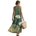 thumbnail image 2 of Xoenoiee Lotus Flower Leaves Print Summer Dresses for Women 2026 Sleeveless Cotton Linen Maxi Dress Casual Crewneck Sundress with Pockets, Boho Beach Vacation Outfits Resort Wear, 3XL, 2 of 7