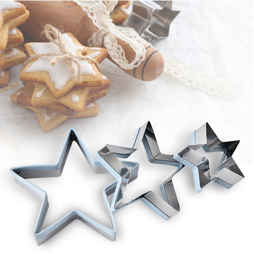 3in1 Stainless Steel Small Cake Biscuit Mold Set DIY Dessert Cookie Cutter 