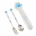 thumbnail image 1 of Cute Cat-Shaped Tableware Set, Cat Paw Ceramic Handle Dinnerware Set Flatware Kitchen Accessories Camping Travel Sets Fork Spoon Portable Cutlery Sets with Case, 1 of 8