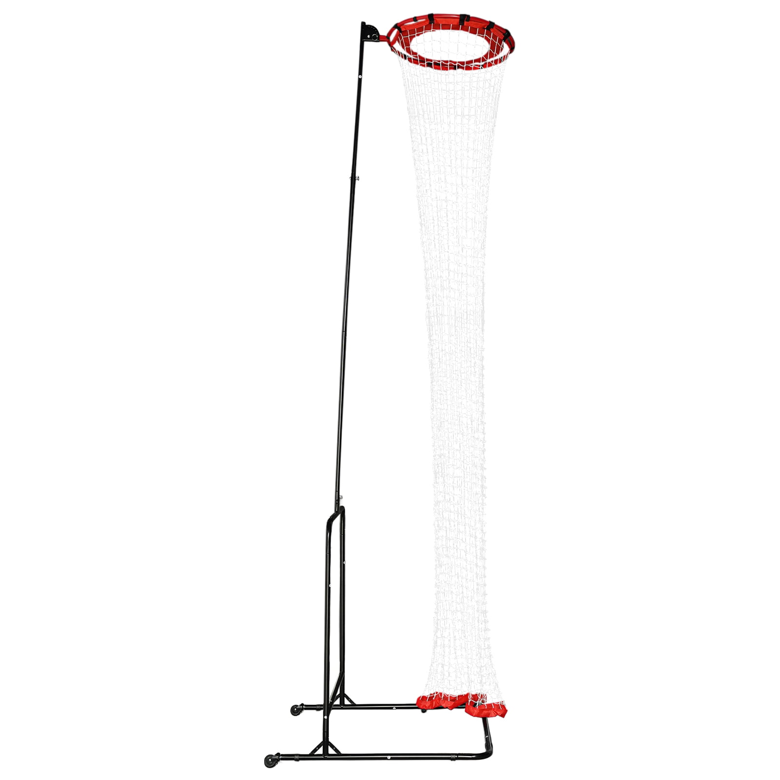 Black & Red Adjustable Volleyball Trainer - 5.58-11ft Height & 0-90° Angle - Professional Knotless Net - Portable with Wheels