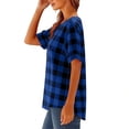 thumbnail image 3 of Womens Plaid Shirts Short Sleeve Button Down Shirt Casual Basic Tops Plus Size Tunic T Shirt, 3 of 6