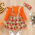 thumbnail image 4 of EnJoCho Baby Girl Hallow-een Romper Set - Rufle Long Sleeve Bodysuit with Pumpkin Suspender Skirt Dress, Kids Toddler Party Outfits, 4 of 8