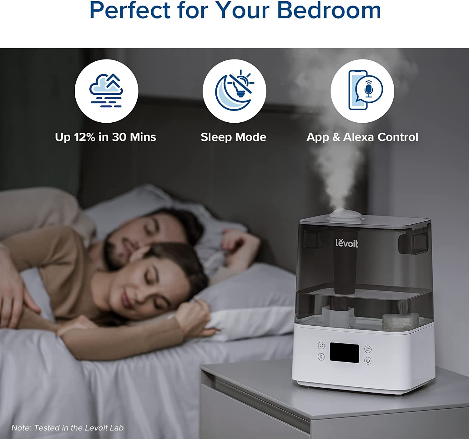 Levoit Cool Mist Humidifier for Room, Smart Top Fill with Nightlight, 6L,Gray - image 5 of 11
