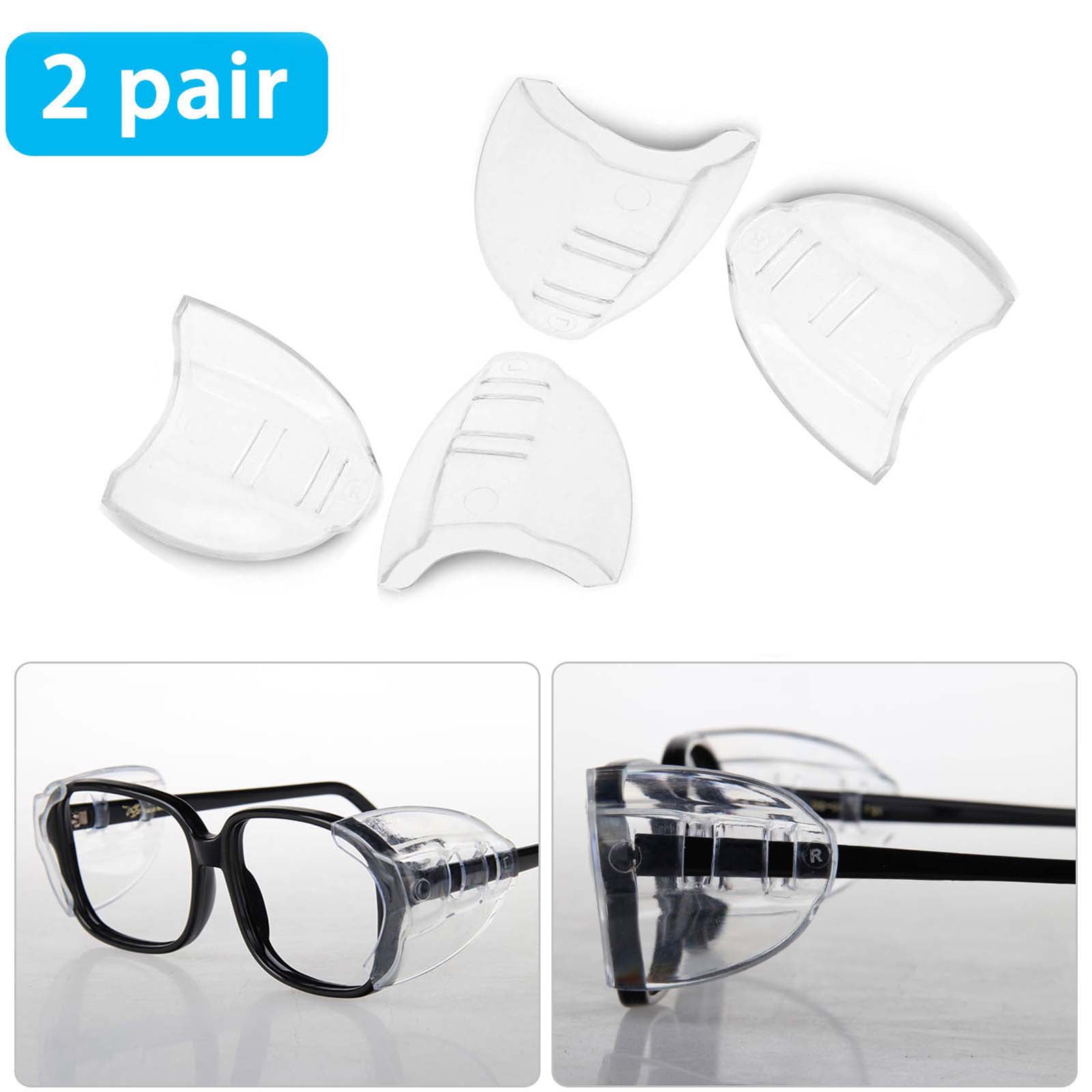 Flexible Slip on Side Shields for Safety Glass 2 Pairs Eye Glasses Side Shields 