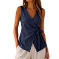 thumbnail image 3 of Harpily Womens Tank Tops V Neck Plus Size Sleeveless Adjustable Side Tie Linen Wrap Casual Summer Daily Shirts Vacation Blouses, 3 of 5