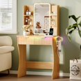 thumbnail image 7 of FANRAL Vanity Desk with LED Lighted Mirror and Power Outlet,Makeup Vanity Table with Storage Drawers,3 Lighting Modes and Adjustable Brightness,Dressing Table for Bedroom,Natural Oak Vanity, 7 of 7