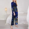 thumbnail image 4 of Kll Christmas Night Print Women'S Long Sleeve Pajamas With Pants Sleepwear Loungewear 2 Set-Small, 4 of 9
