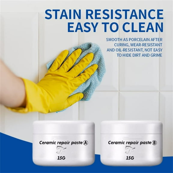Ceramic Tile Repair Paste Kit for Cracks Chips Holes | Porcelain Glaze Adhesive | Bathroom Sink Tub Tile Filler | Fast-Drying | Odorless | 2 Tubes | 15g 15g | Easy DIY Restoration