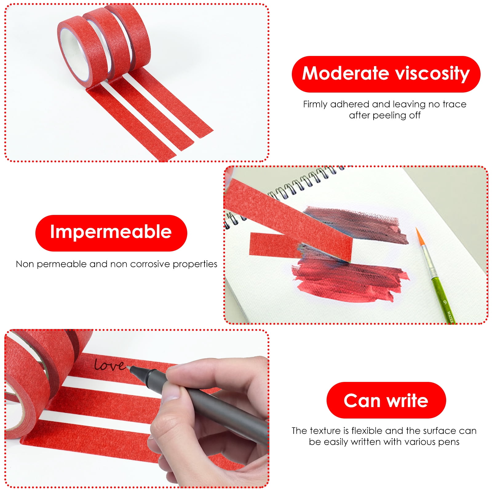 AEVXKHI 12 Rolls of Masking Tape, 0.98 x 787.4inch Heat Resistant Painters Tape Clean Removal for DIY Crafts Wall Decor Painting