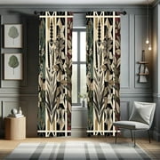 Ambesonne Nature Boho Curtains 2 Panel Set, Modern Art Chill Leaves, Pair of - 28" x 95", Sepia Olive Green Beige