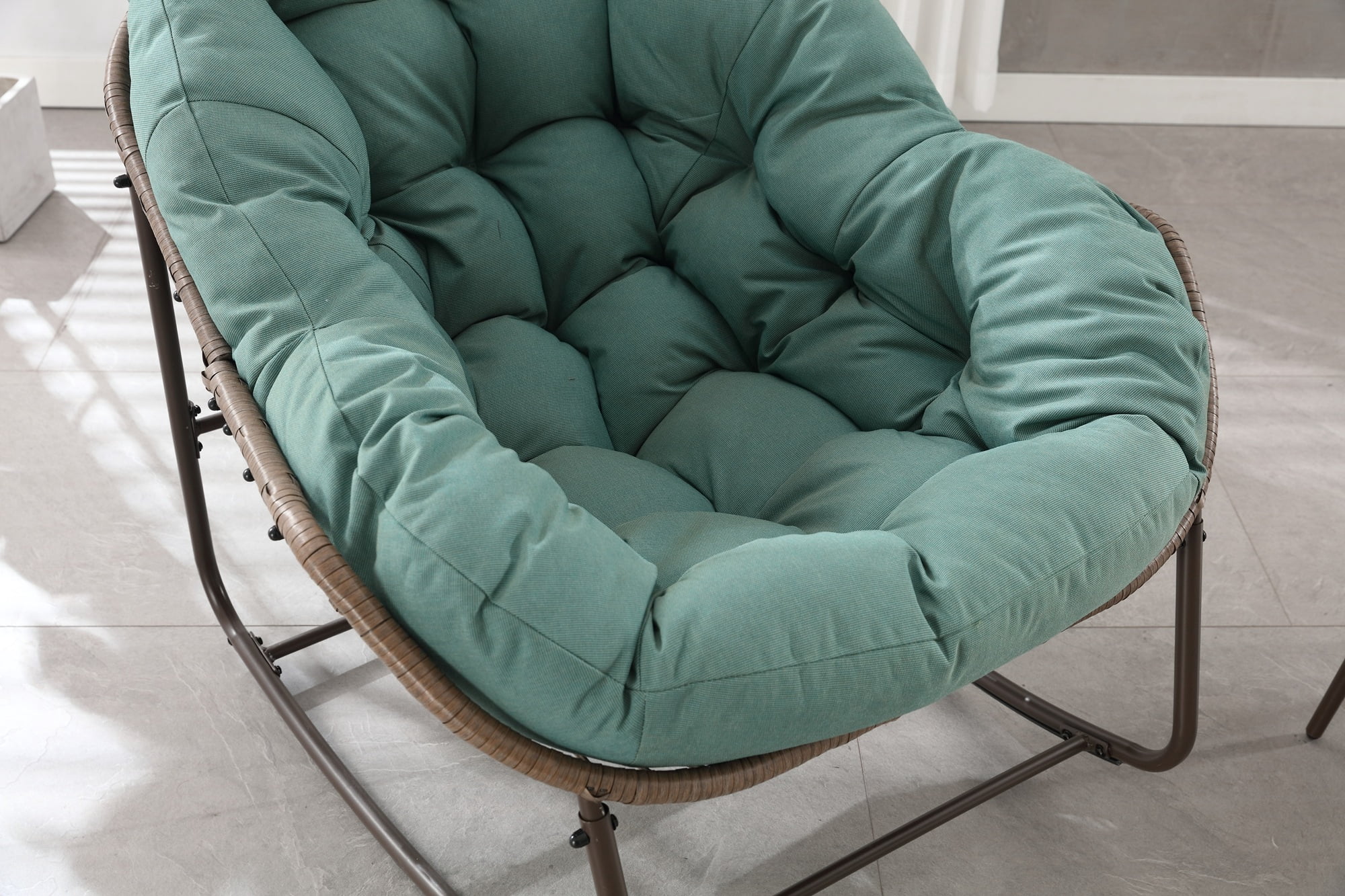 Outdoor Rattan Rocking Chair,Padded Cushion Rocker Recliner Chair Outdoor for Front Porch, Living Room, Patio, Garden