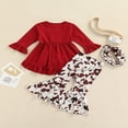 thumbnail image 3 of EIMELI Toddler Baby Girls Spring Princess Flare Pants Set O-Neck Ruffles Tops + Bell Bottom Pants Headband, 3 of 6