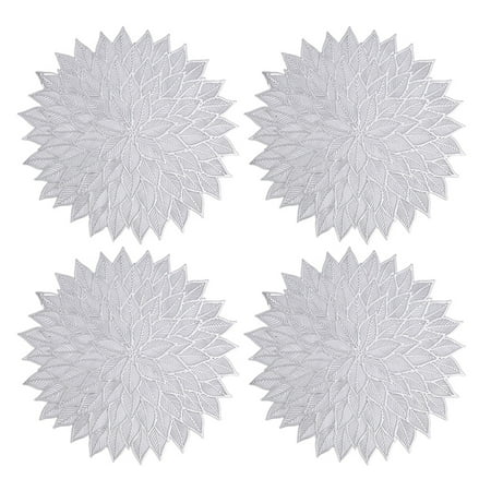 

Flower Shaped Placemat Multi-Purpose Mat Suitable For Indoor Or Outdoor Use Silver X4