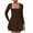 Coffee, variant on Women's Square Neck Ruffle Hem Mini Dress - Long Sleeve Ruched Waist Corset, Party & Clubwear