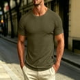 thumbnail image 2 of IhhxPro Men's Cotton Linen Short Sleeve Tee Ribbed Shoulder T-Shirt Breathable Slim Fit Crewneck M-3XL, 2 of 8