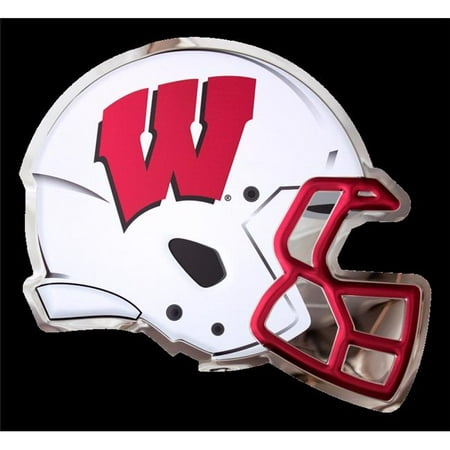 chrome domz ncaa wisconsin badgers football helmet white wall art, chrome sign, made from 100% stainless steel,