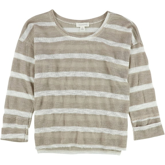 Treasure & Bond Womens Lightweight Stripe Pullover Sweater, Brown, Medium